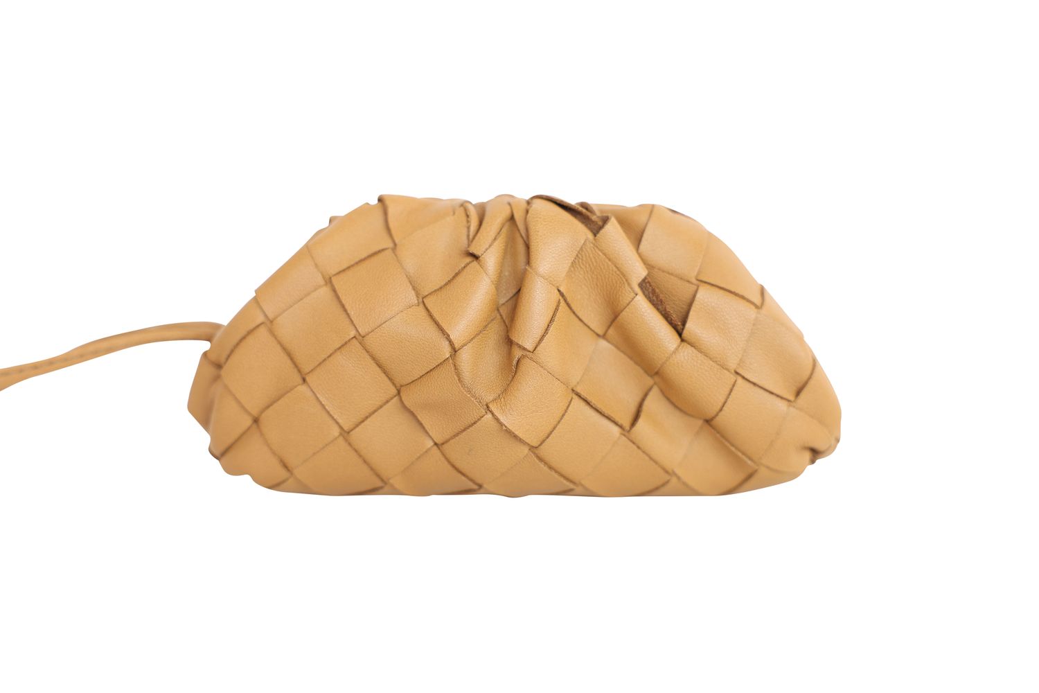 Bottega Veneta Coin Pouch, Light Brown Intrecciato Leather and Gold Hardware, New No Dustbag WA001