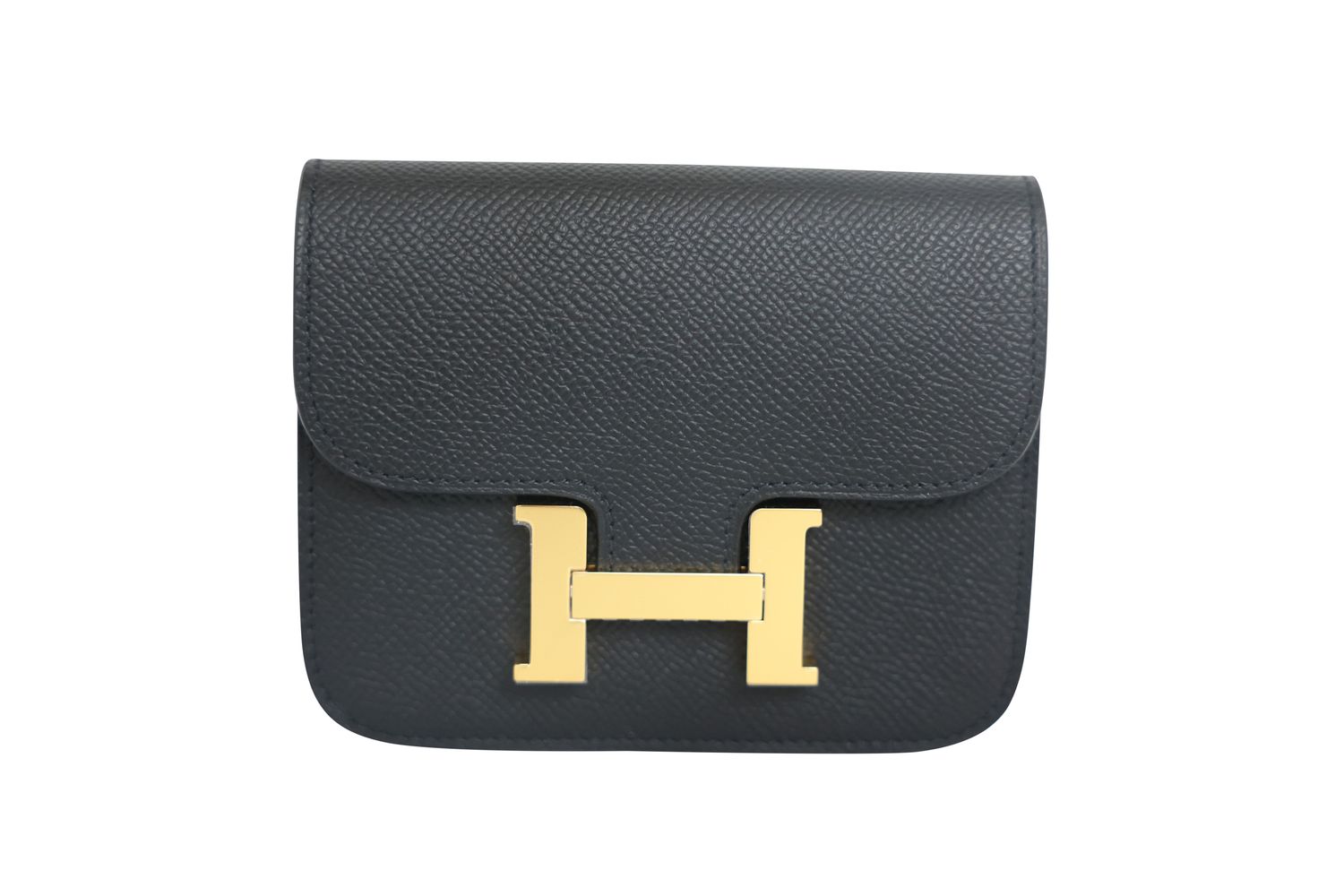 Hermes Constance Slim Wallet, Black Epsom Leather with Palladium Hardware, W 2024 Stamp, New in Box WA001