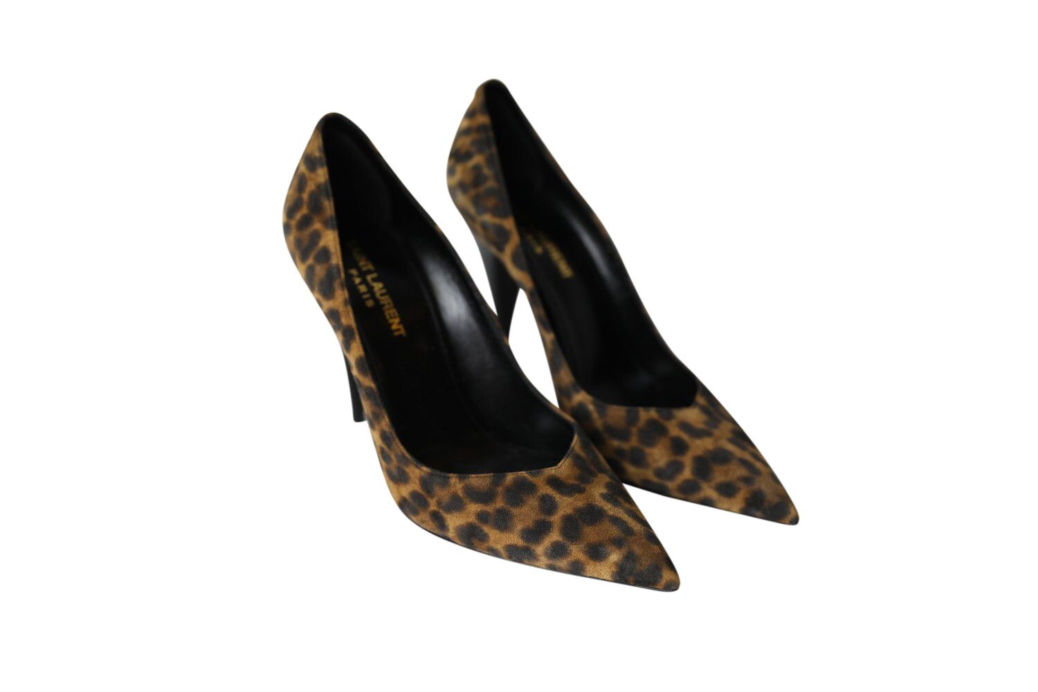 Saint Laurent Shoes Leopard Suede Heels, Size 36.5, New no Box WA001