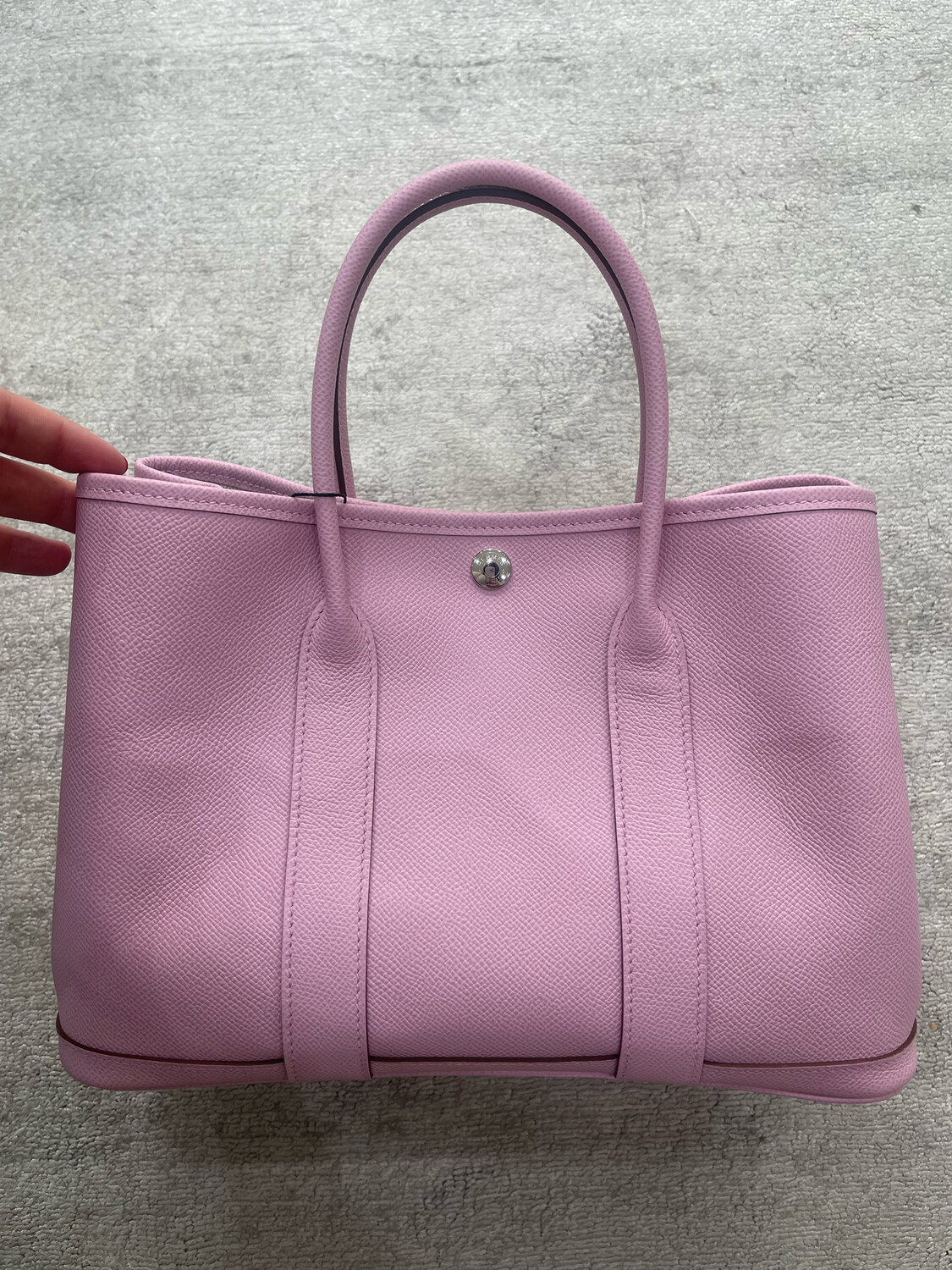 Hermes Garden Party 30, Mauve Sylvestre Leather, Palladium Hardware, As New In Dustbag (Ships from London)