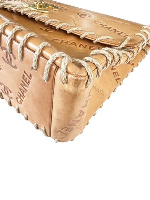 Chanel Vintage Whipstitch Flap, Brown Embossed with Gold Hardware