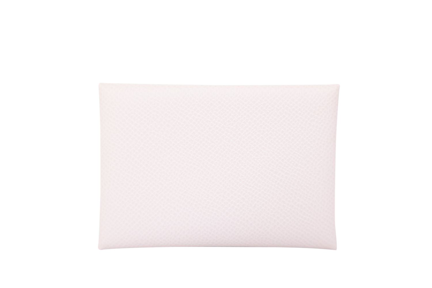 Hermes Calvi Duo Card Holder, Mauve Pale Light Purple Epsom with Palladium Hardware, New in Box WA001