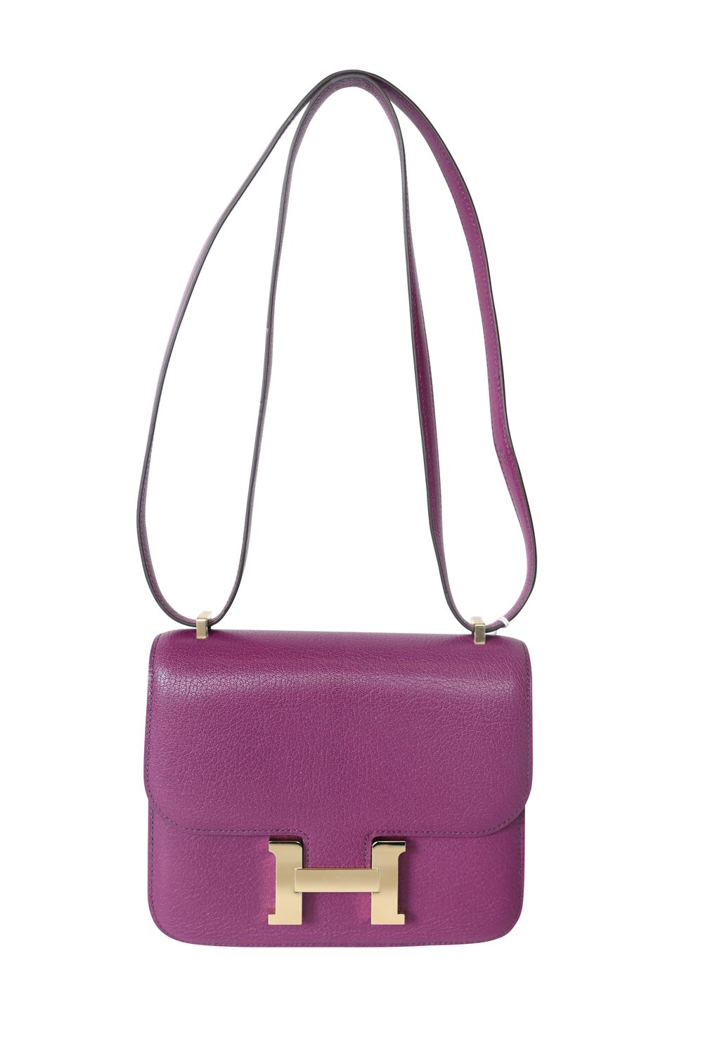 Hermes Constance III Mini 18, Purple Anemone Chevre Leather with Gold Hardware, B 2023 Stamp, Preowned in Box WA001