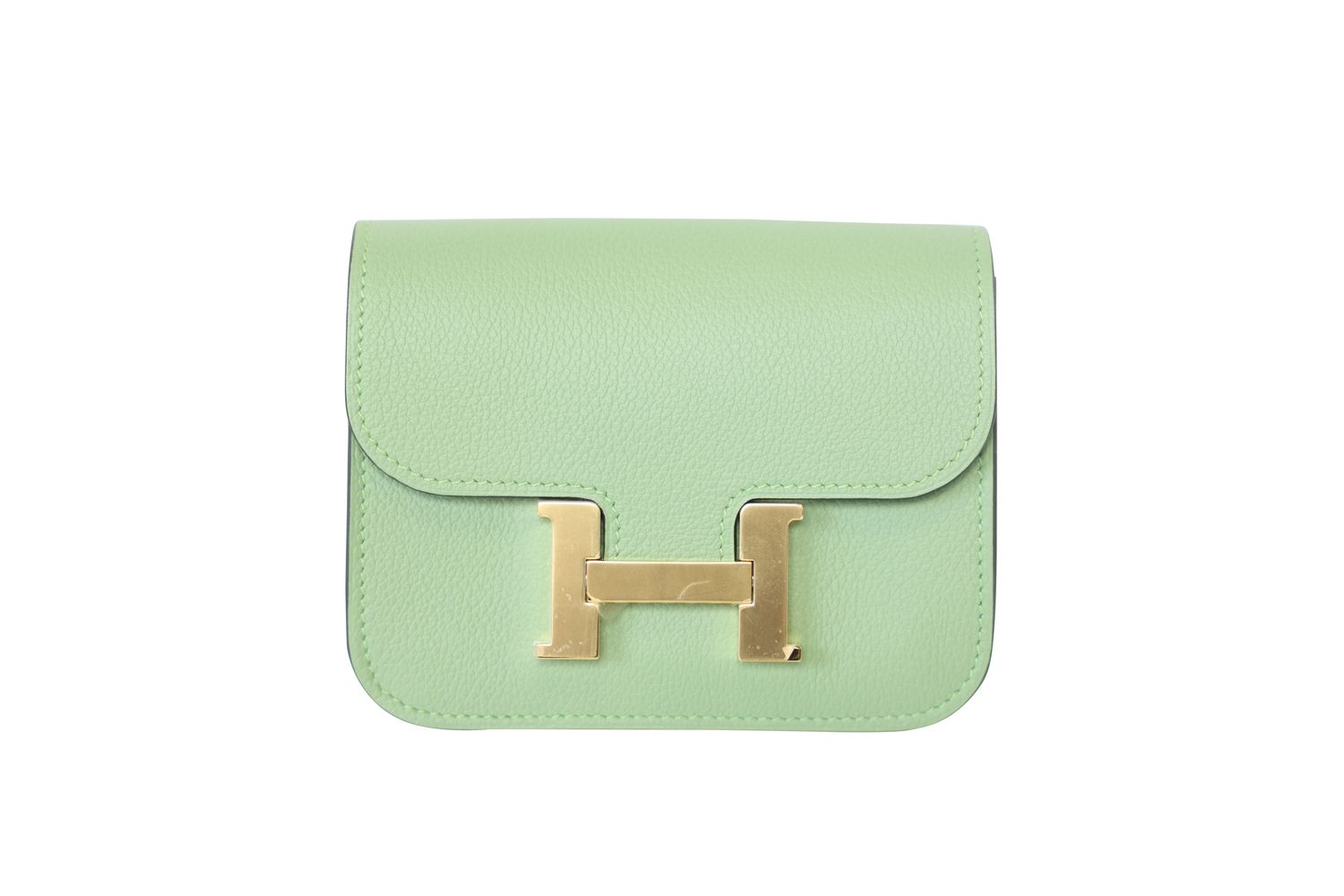 Hermes Constance Slim Wallet, Vert Criquet Epsom Leather with Palladium Hardware, B 2023 Stamp, New in Box WA001