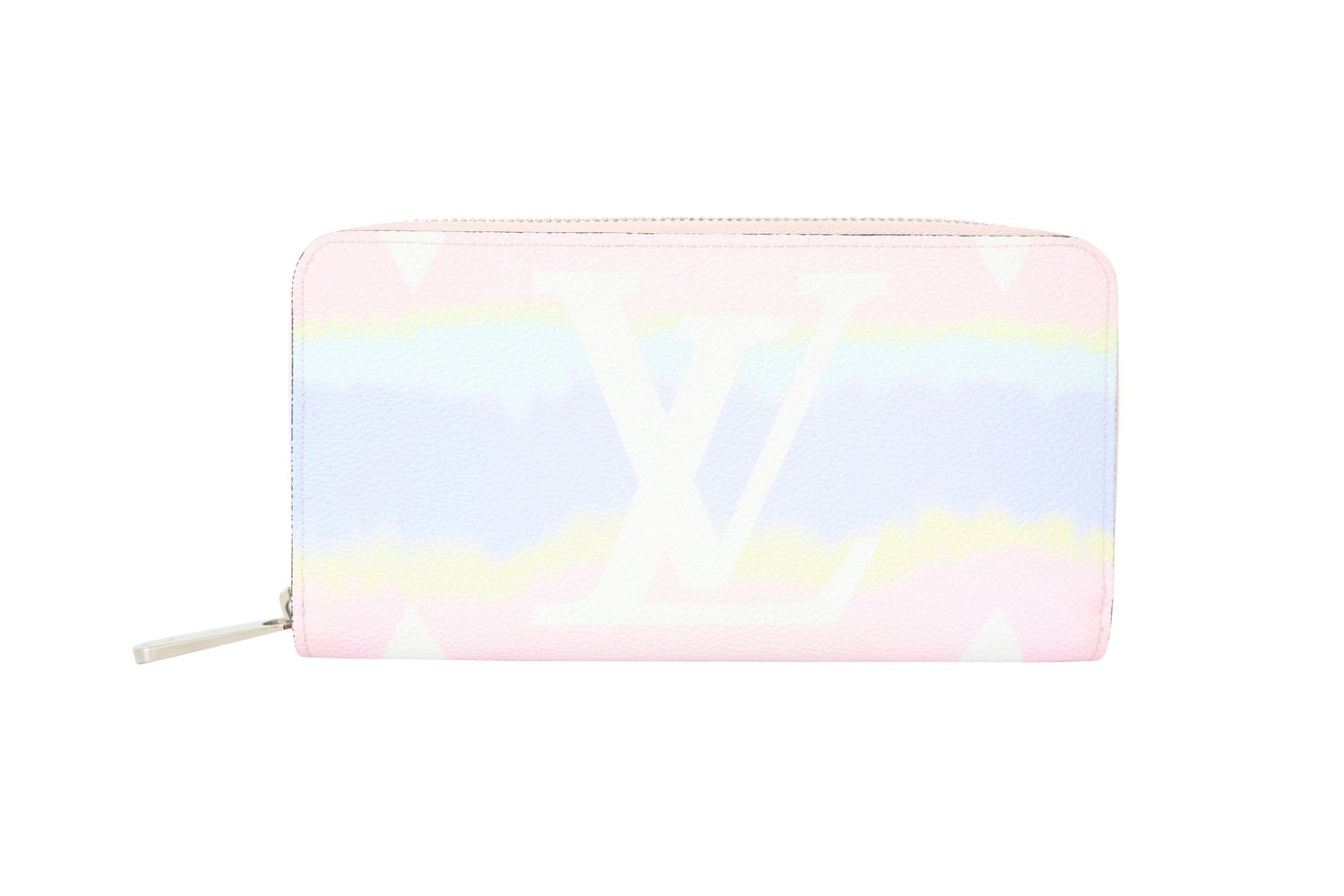 Louis Vuitton Long Zip Wallet, Escale Pastel Monogram Canvas with Silver Hardware, Preowned in Dustbag WA001