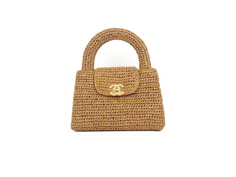 Chanel Kelly, Small, Raffia With Gold Hardware, New In Box CA001