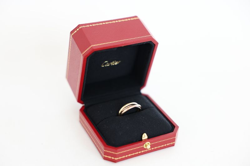 Cartier Trinity Ring Small Model, 18k Yellow, White and Rose Gold, Size 58, Preowned in Box WA001