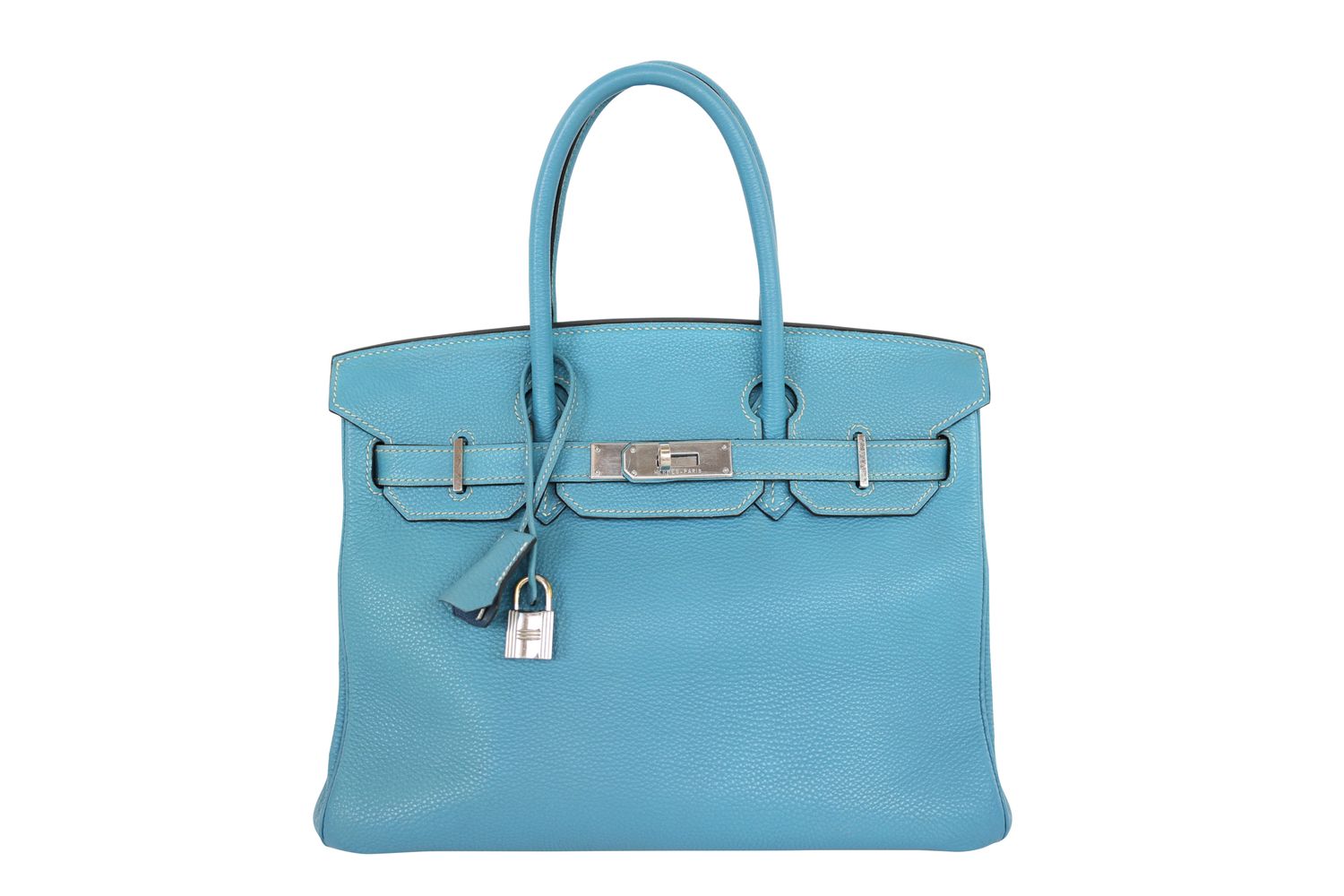 Hermes Birkin 30 Handbag, Blue Jean Togo Leather and Palladium Hardware, 2005, Preowned in Dustbag WA001
