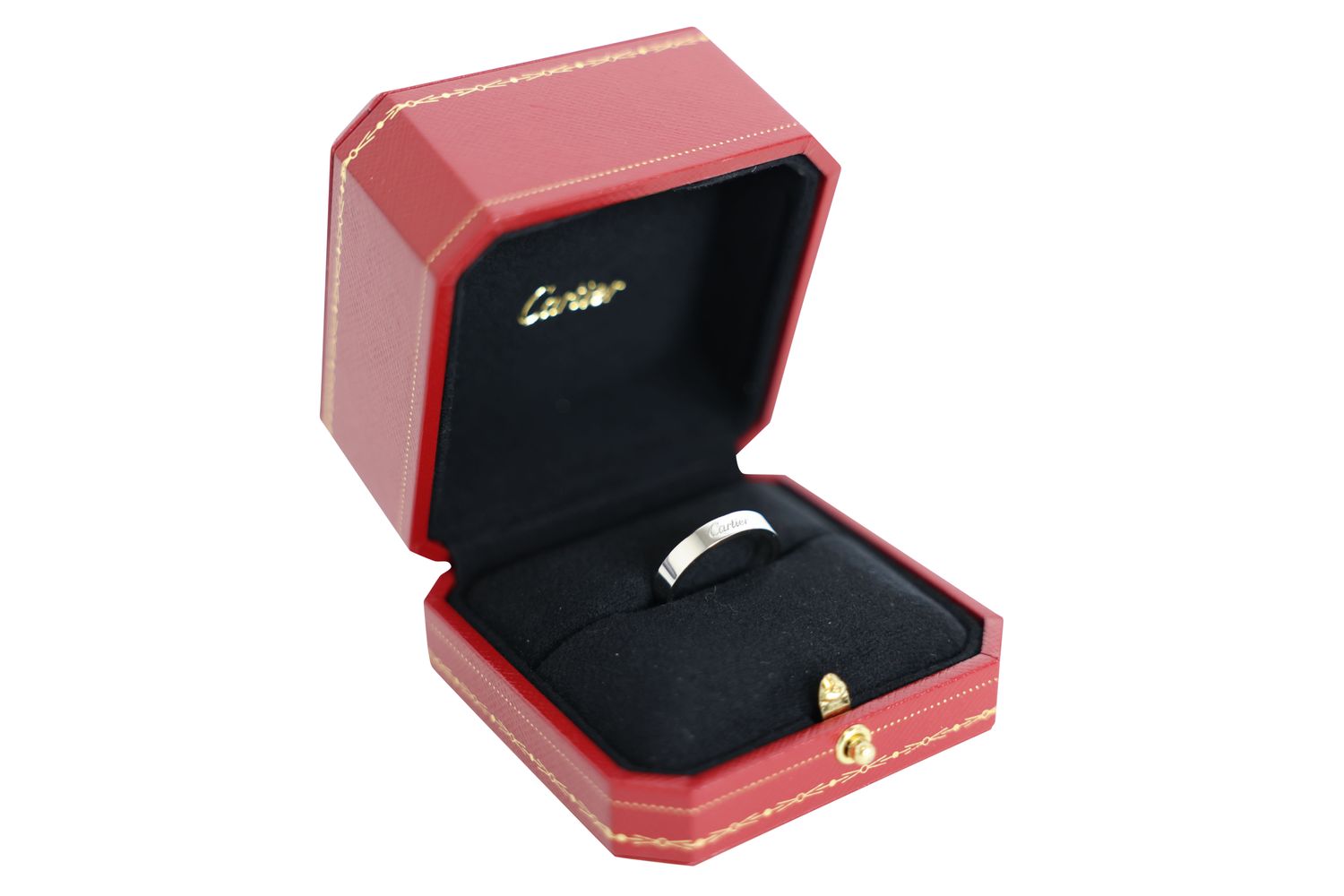 Cartier C de Cartier Wedding Band Ring, 18k White Gold, Size 59, New in Box WA001