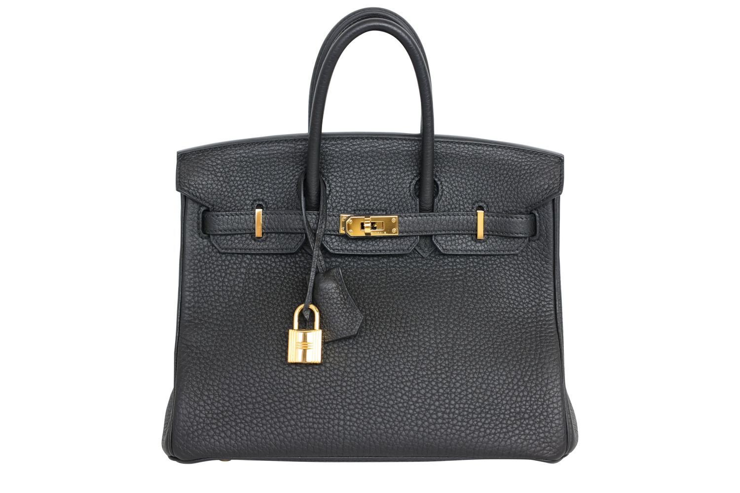 Hermes Birkin 25 Handbag, Black Noir Togo Leather and Gold Hardware, C 2018 Stamp, Preowned in Dustbag WA001
