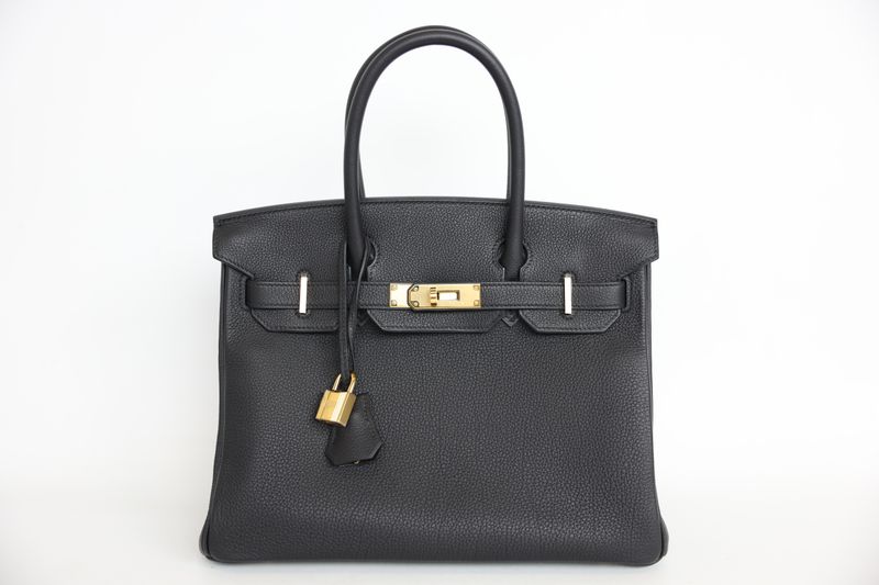 Hermes Birkin 30 Handbag, Black Togo Leather with Gold Hardware, B 2023 Stamp, Preowned in Box WA001