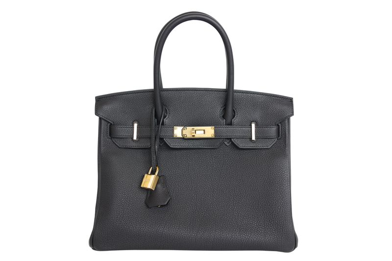 Hermes Birkin 30 Handbag, Black Togo Leather with Gold Hardware, B 2023 Stamp, Preowned in Box WA001
