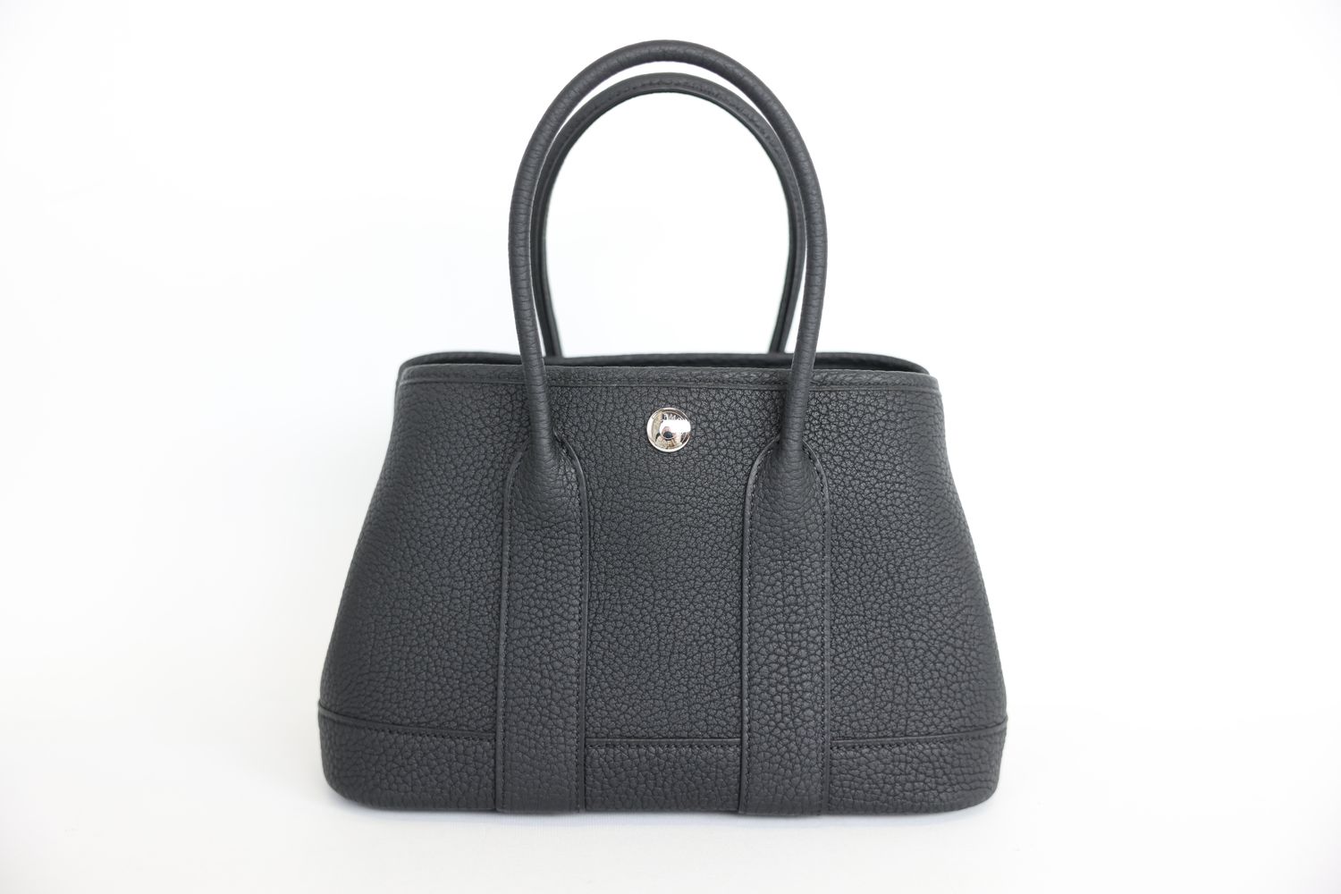 Hermes Garden Party 23 Mini Tote, Black Noir Negonda Leather and Palladium Hardware, K 2025 Stamp, Preowned in Box WA001