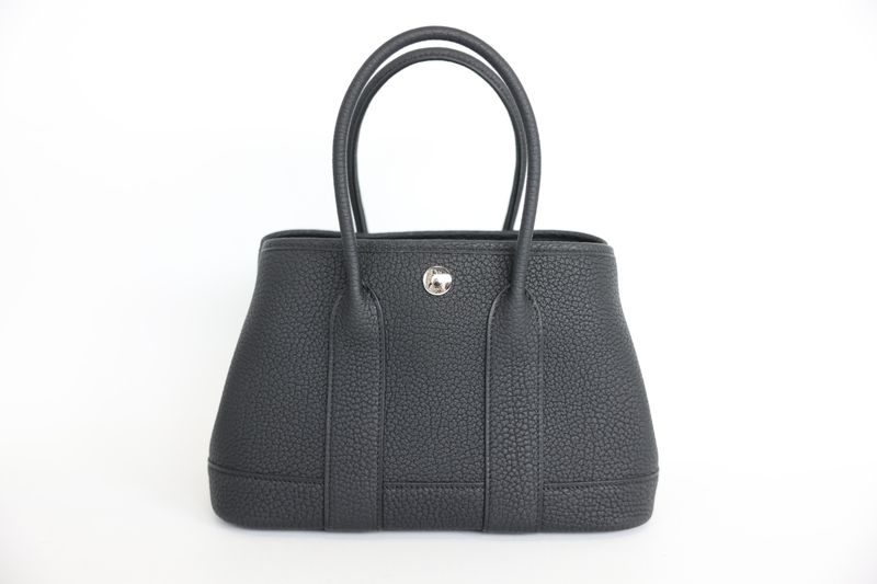 Hermes Garden Party 23 Mini Tote, Black Noir Negonda Leather and Palladium Hardware, K 2025 Stamp, Preowned in Box WA001