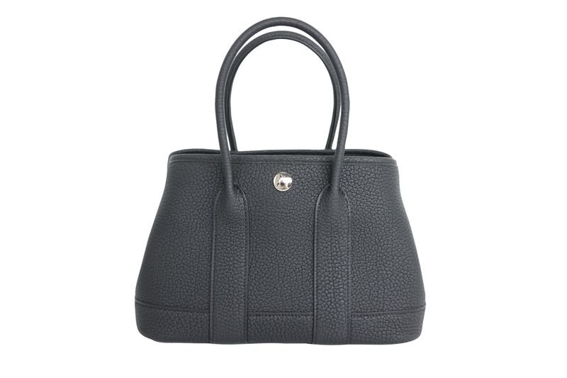 Hermes Garden Party 23 Mini Tote, Black Noir Negonda Leather and Palladium Hardware, K 2025 Stamp, Preowned in Box WA001