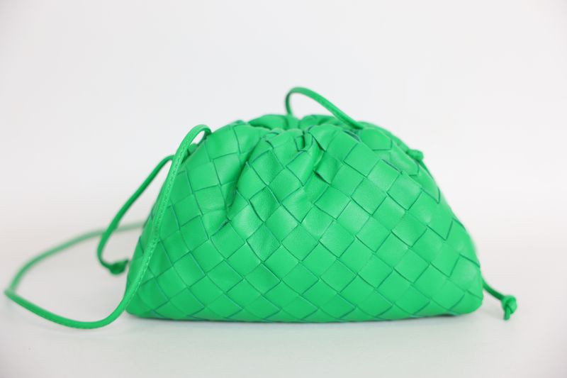 Bottega Veneta The Pouch Mini Bag, Green Intrecciato Leather and Gold Hardware, New in Dustbag WA001