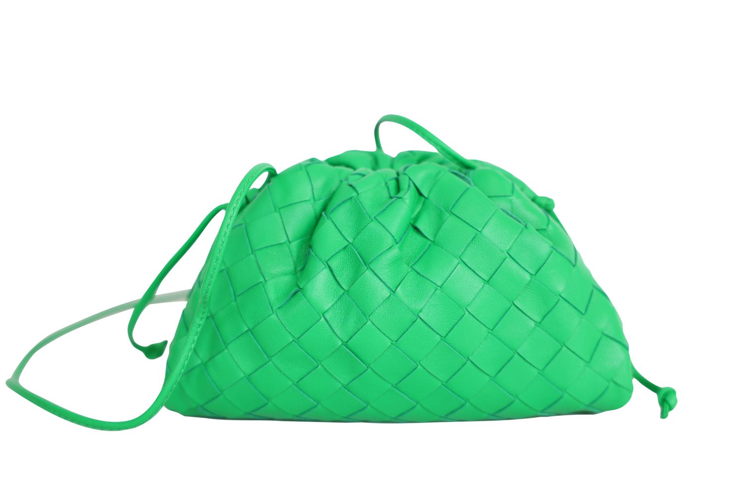 Bottega Veneta The Pouch Mini Bag, Green Intrecciato Leather and Gold Hardware, New in Dustbag WA001