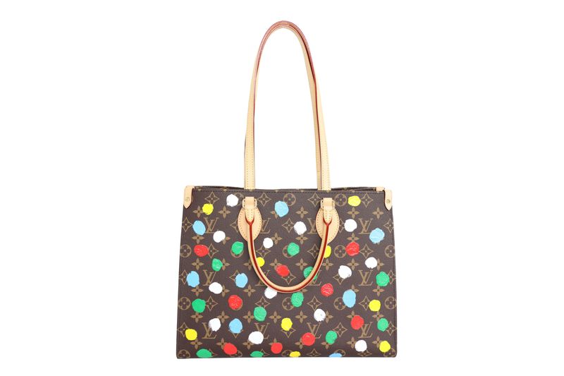 Louis Vuitton x YK OnTheGo MM Bag, Monogram with Multicolor Dot Canvas and Gold Hardware, New in Box WA001