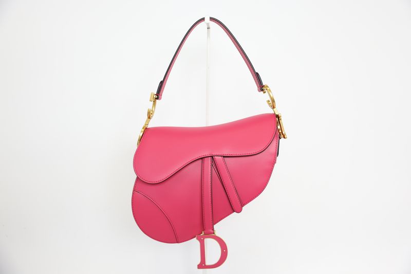 Christian Dior Saddle Medium Bag, Pink Leather and Gold Hardware, Preowned in Dustbag WA001