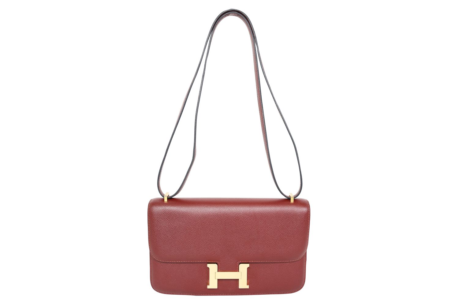 Hermes Constance Elan, Burgundy Epsom with Gold Hardware, 2014 R in Square Stamp, Preowned in Dustbag WA001