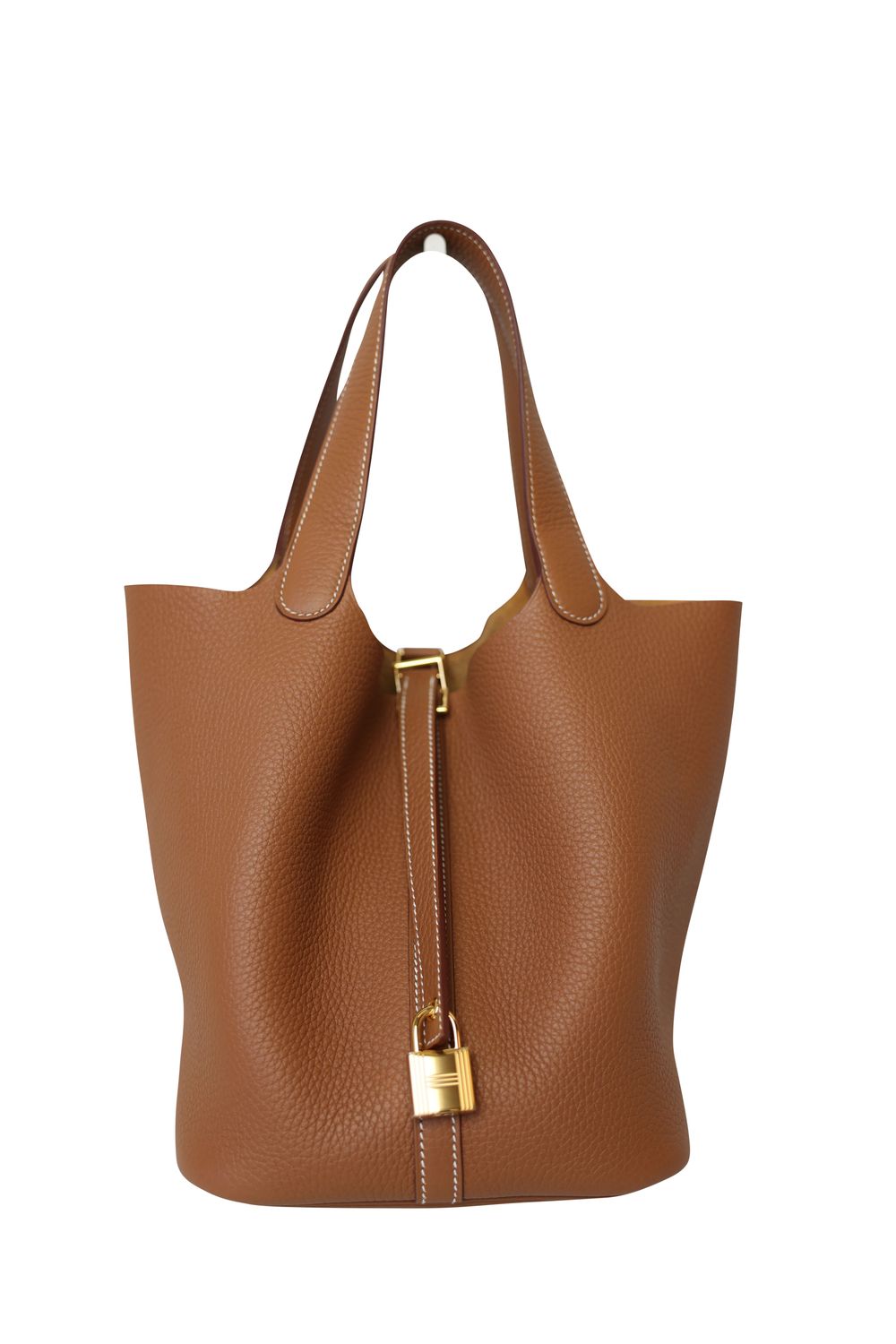 Hermes Picotin Lock 22 Bag, Brown Clemence Bull Calfskin with Gold Hardware, W 2024 Stamp, New in Box WA001