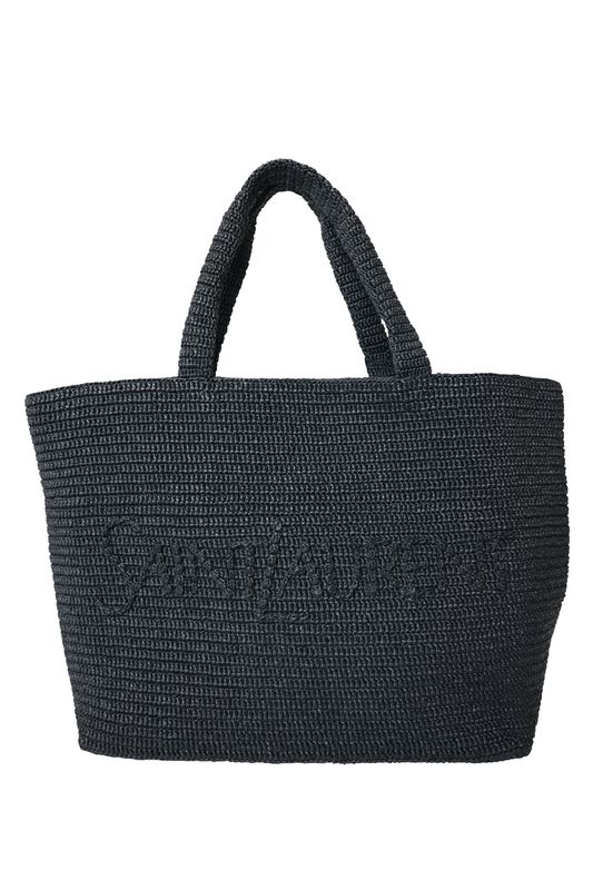 Saint Laurent Logo Tote Bag, Black Raffia, New in Dustbag WA001