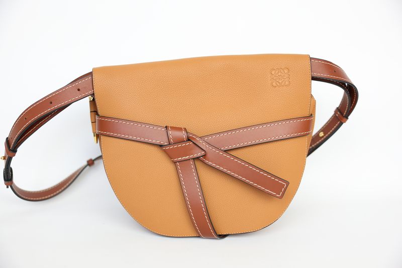 Loewe Gate Dual Large Bag, Tan Brown Leather and Gold Hardware, Preowned in Dustbag WA001