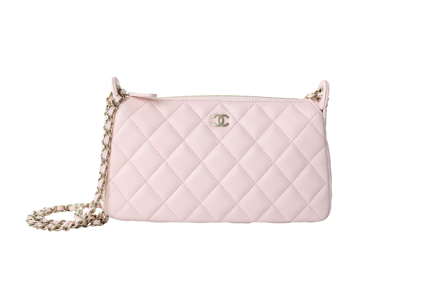 Chanel 26C Mini Chain Bag, Light Pink Quilted Caviar Leather and Gold Hardware, New in Box WA001