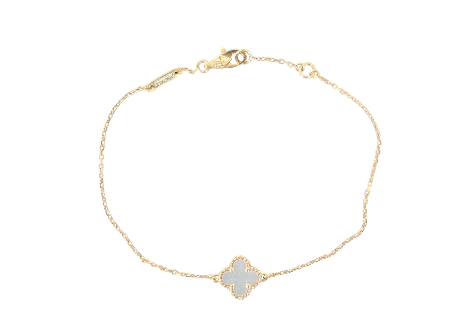 Van Cleef &amp; Arpels Sweet Alhambra Bracelet, 18k Yellow Gold and Mother of Pearl, Preowned No Dustbag WA001