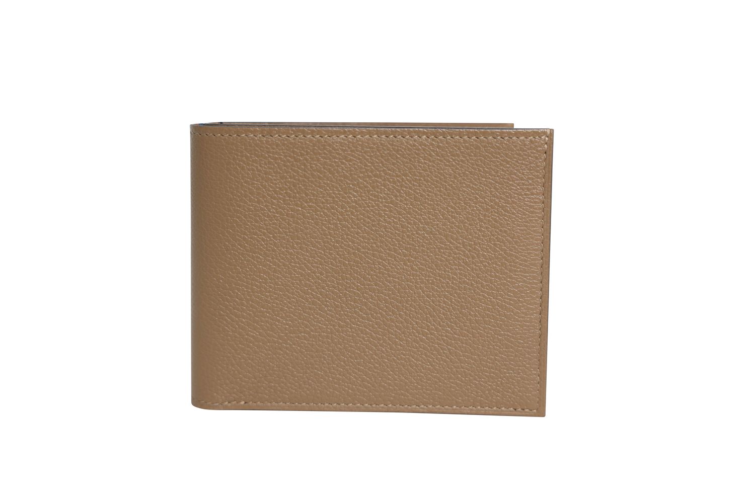 Hermes Citizen Twill Compact Cardholder, Beige Etoupe Evercolor Calfskin and Printed Silk, B 2023 Stamp, New in Box WA001