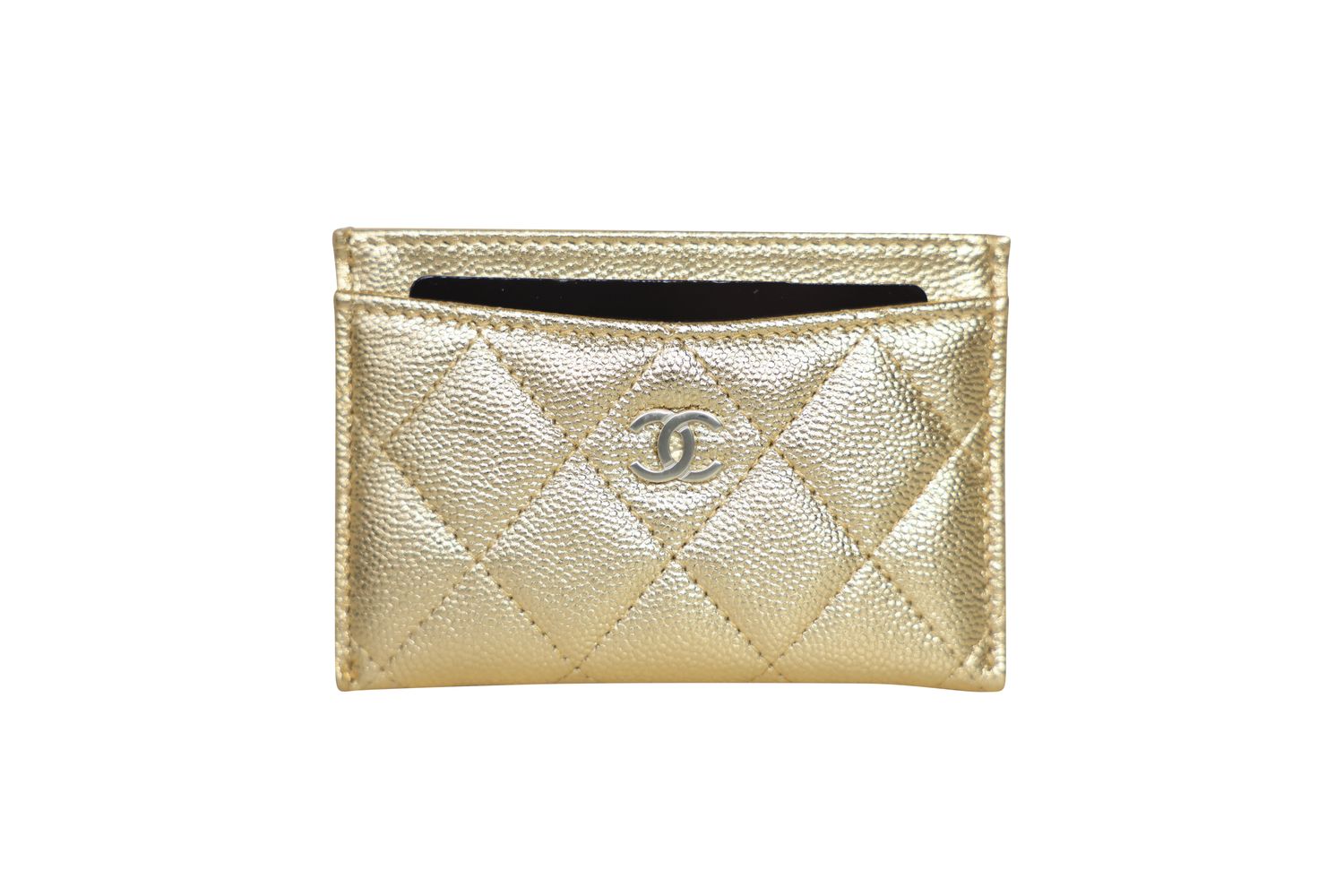 Chanel 26P Classic Cardholder, Metallic Gold Grained Calfskin and Gold Hardware, Preowned in Box WA001