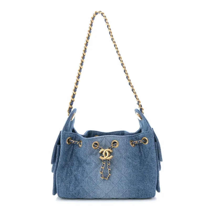 Chanel 25 Mini Bag, Light Denim Leather and Gold Hardware, New in Box KJRB001