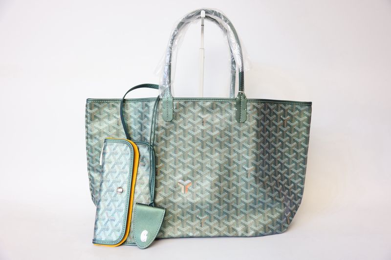 Goyard Saint Louis Bag PM, Pearly Green Goyardine Canvas and Chevroches Calfskin, New in Dustbag MA001