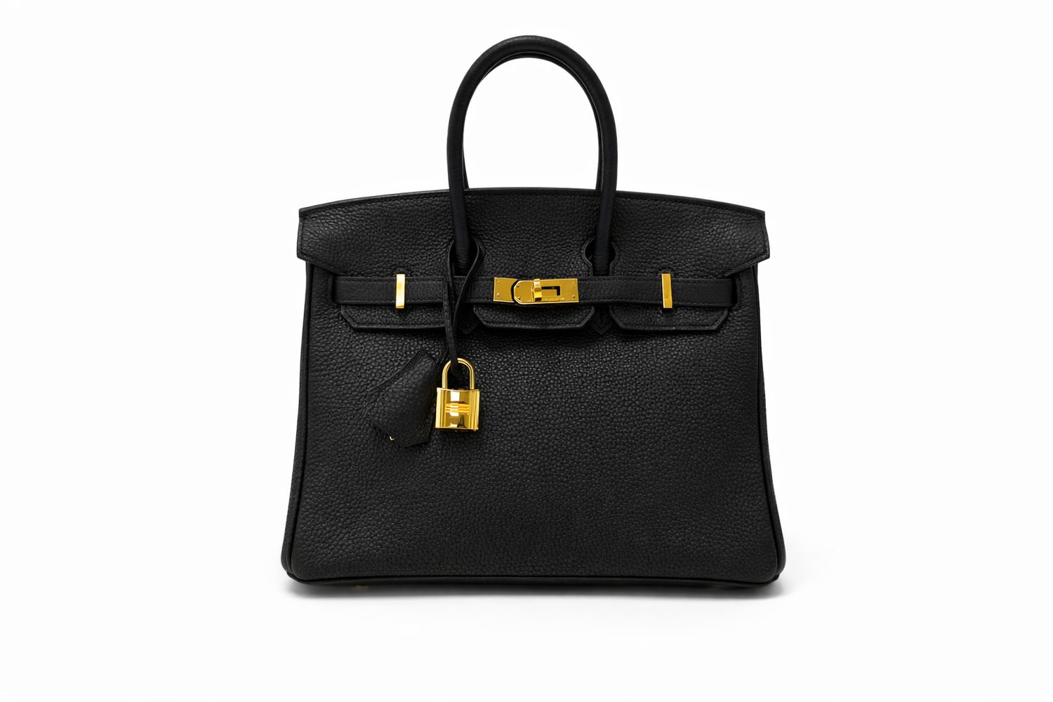 Hermes Birkin 25, Noir Togo Leather, Gold Hardware, Stamp A, Preowned in Dustbag, MA001