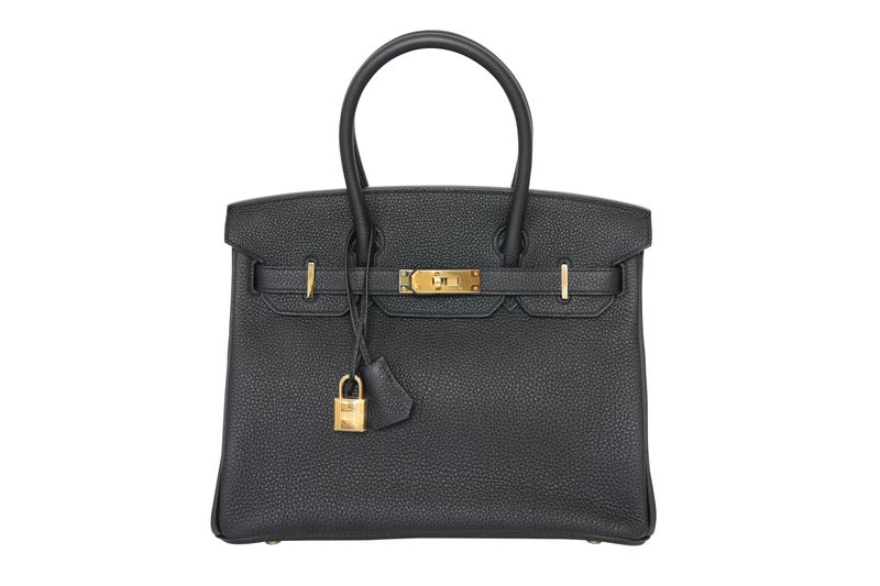 Hermes Birkin 30 Handbag, Black Togo Leather and Gold Hardware, Q in Square 2013, Preowned in Box WA001