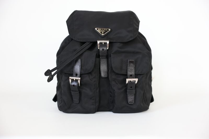 Prada Re-Nylon Backpack Small Bag, Black with Silver Hardware, Replica Handbags No Dustbag WA001