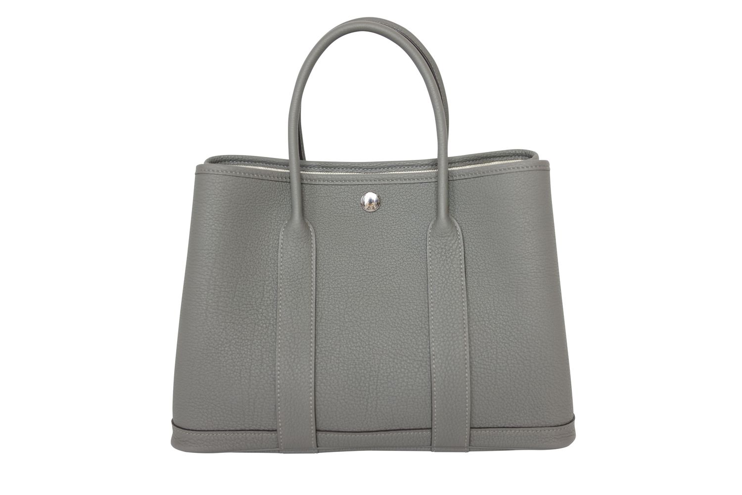 Hermes Garden Party 30 Bag, Gray Gris Meyer Negonda Leather and Palladium Hardware, W 2024 Stamp, New in Box WA001