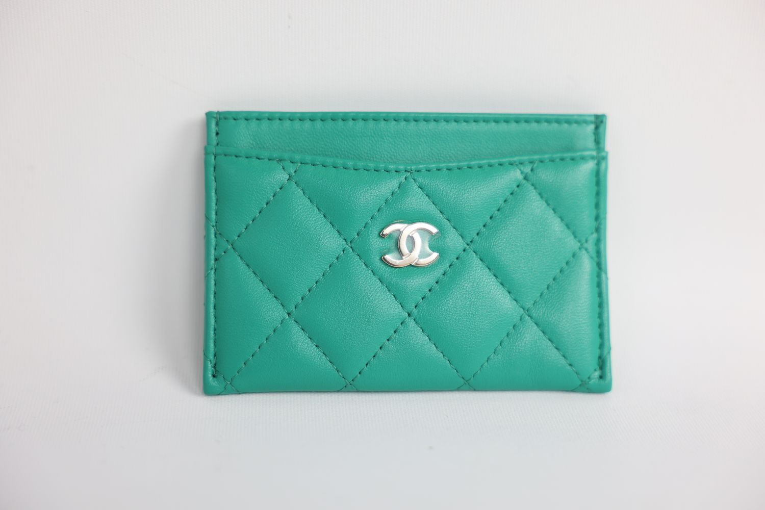 Chanel Classic Cardholder, Green Quilted Lambskin and Gold Hardware, New in Box  WA001