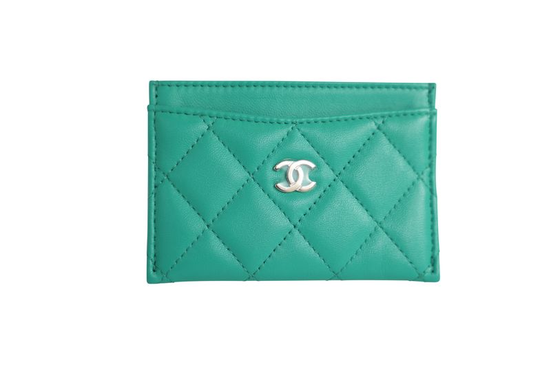 Chanel Classic Cardholder, Green Quilted Lambskin and Gold Hardware, New in Box  WA001