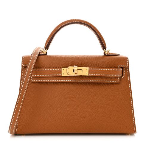 Hermes Mini Kelly, Gold Epsom Leather with Gold Hardware, K Stamp 2025, New in Box KJRB001