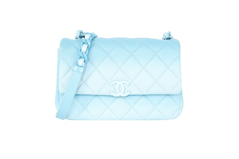Chanel My Everything Flap Small Bag, Blue Ombre Caviar Leather and Blue Hardware, Preowned in Dustbag WA001