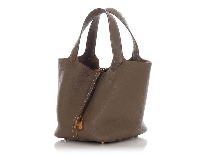 Hermes Picotin 22, Etoupe Clemence Leather, Z 2021, New in Box KJRB088