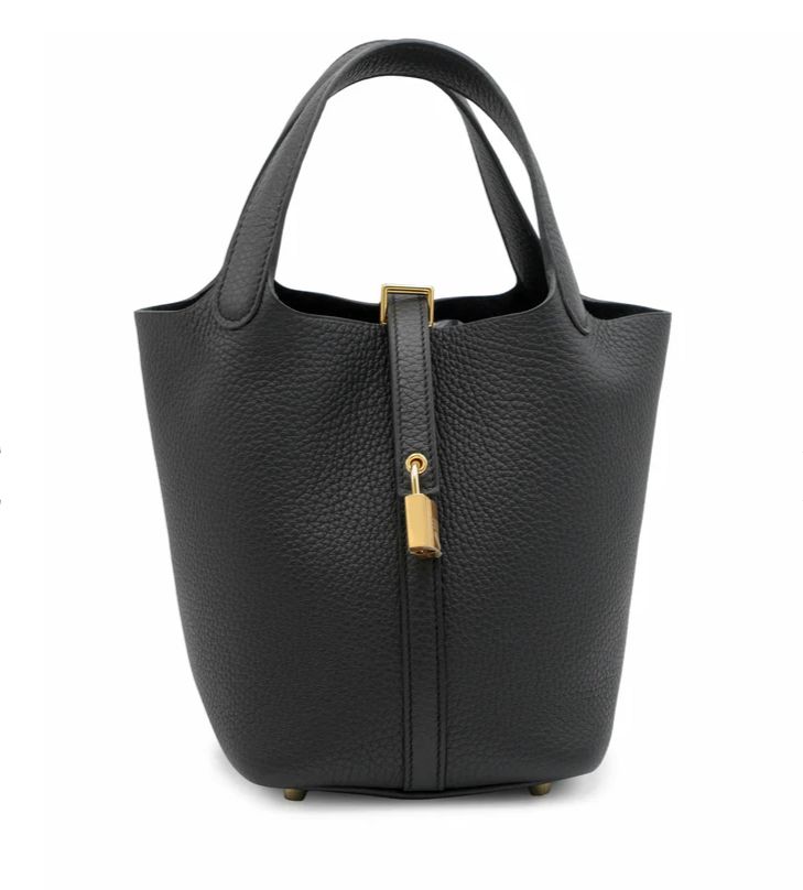 Hermes Picotin 18 Lock PM Bag, Noir Clemence Leather and Gold Hardware, New in Box, KJRB088