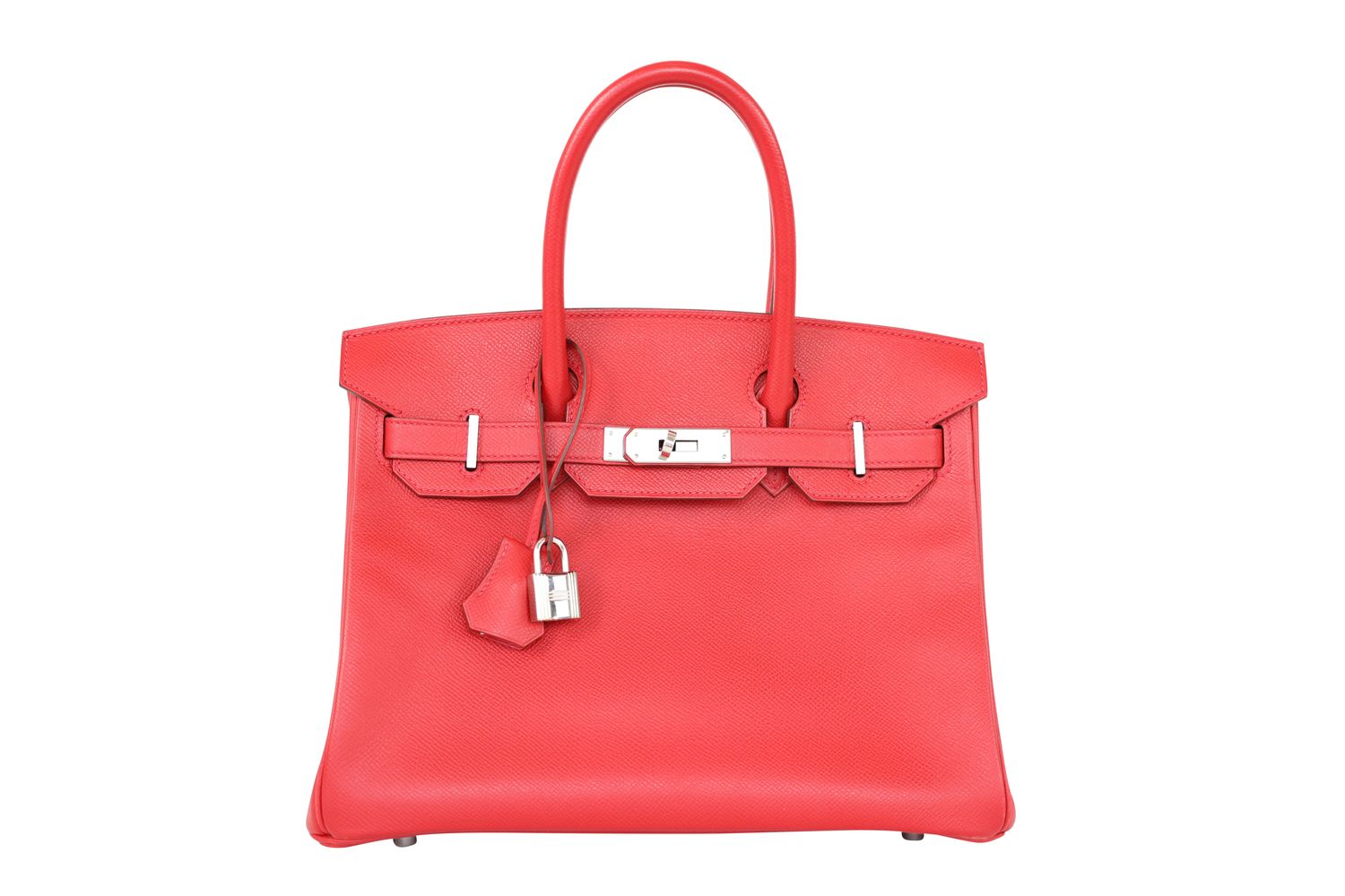 Hermes Birkin 30 Handbag, Red Rouge Casaque Epsom Leather and Palladium Hardware, A 2017 Stamp, Preowned in Dustbag WA001