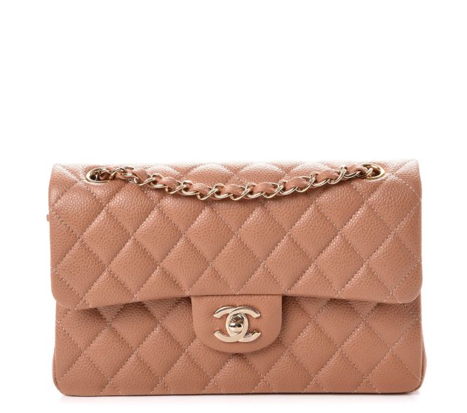 Chanel Small Classic Flap, 23P Dark Beige Caviar, Light Gold Hardware, New in Box KJRB088