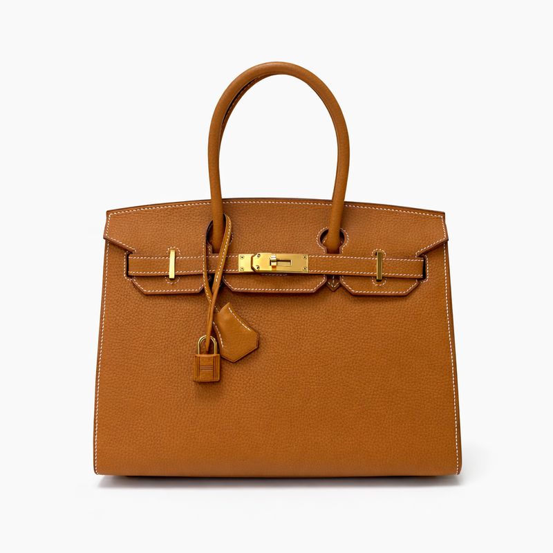 Hermes Birkin 30, Natural, Sellier Leather, Gold Hardware,  Stamp D, Preowned in Dustbag MA001