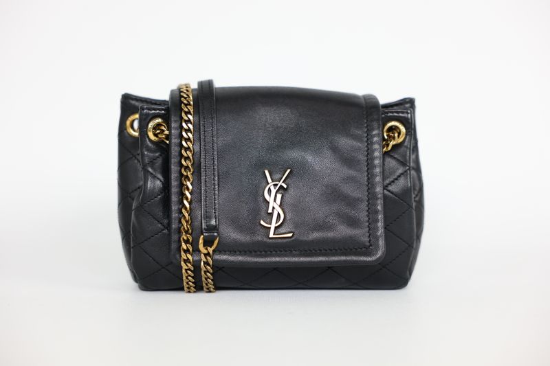 Saint Laurent YSL Nolita Mini Bag, Black Leather and Gold Hardware, Preowned in Box WA001