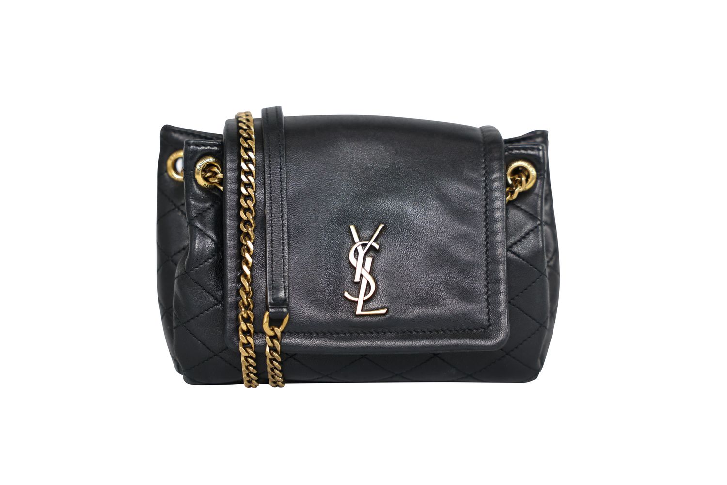Saint Laurent YSL Nolita Mini Bag, Black Leather and Gold Hardware, Preowned in Box WA001