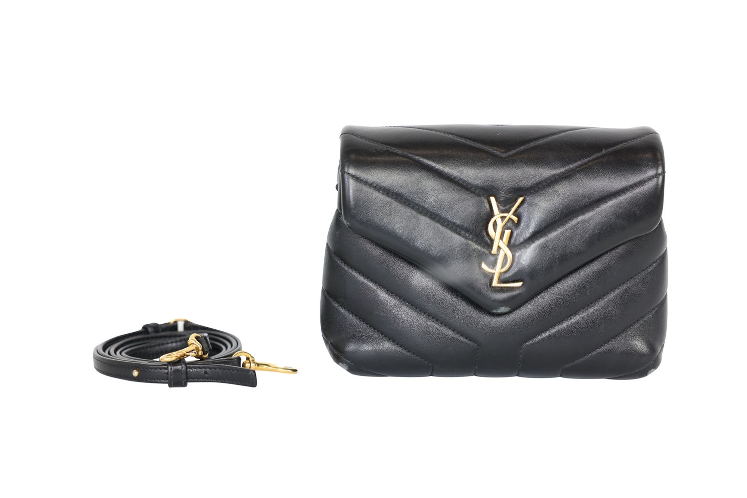 Saint Laurent LouLou Toy Shoulder Bag, Black Leather and Gold Hardware, Preowned No Dustbag WA001