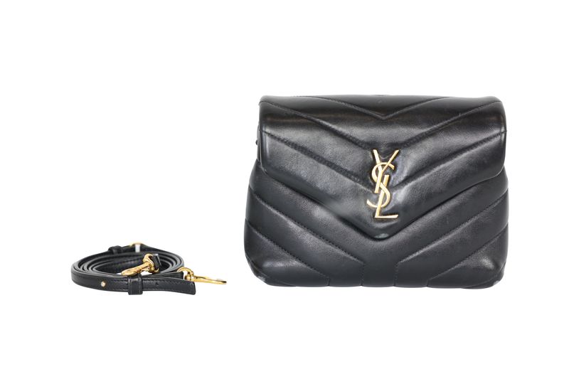Saint Laurent LouLou Toy Shoulder Bag, Black Leather and Gold Hardware, Preowned No Dustbag WA001
